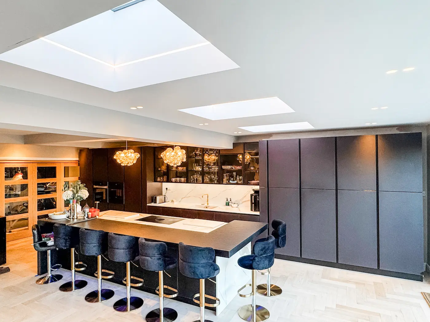 German kitchen in house extension Hornchurch open plan layout